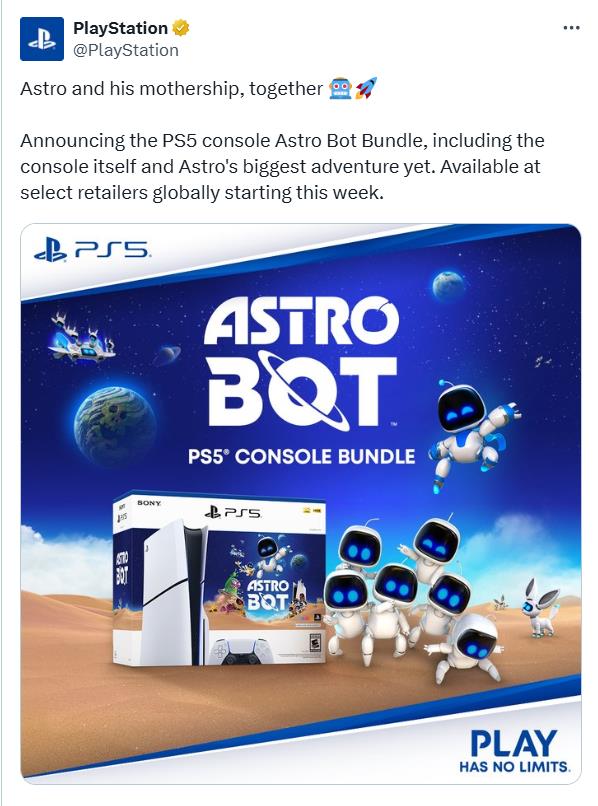 索尼推出《宇宙机器人》PS5主机捆绑包 本周发售