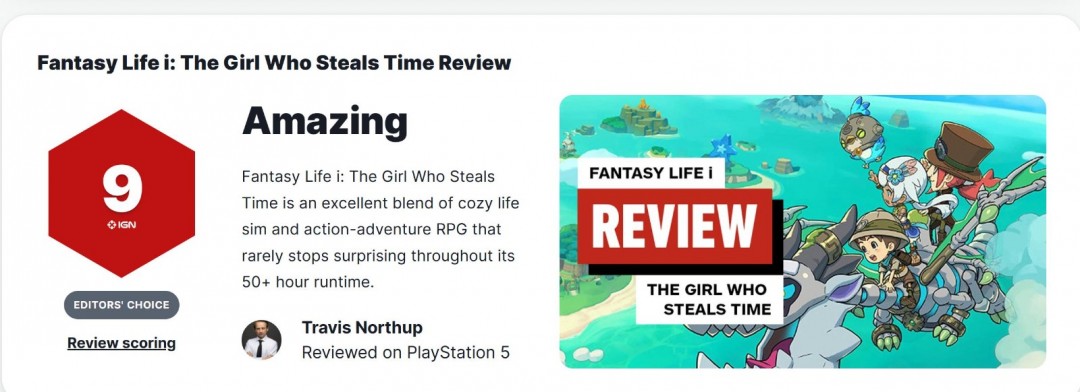 《幻想生活i》媒体评分解禁 ign9分称最佳休闲游戏！