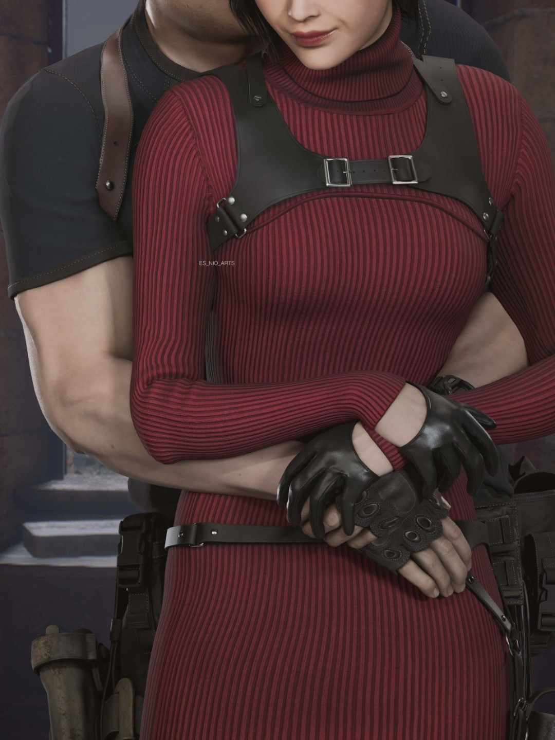 至死不渝！网友画作：感染T病毒的里昂依偎在艾达怀里