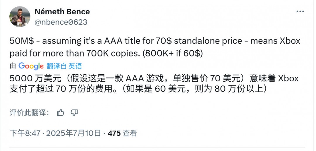 为了让游戏上Game Pass 微软支付5万-5000万美元不等费用