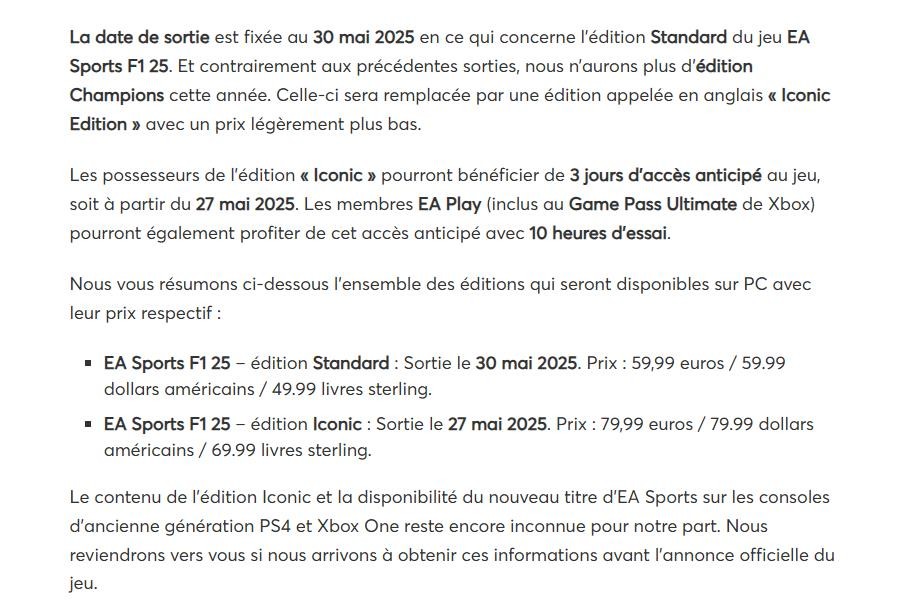 坤哥爆料：《EA SPORTS F1 25》5月30日发售