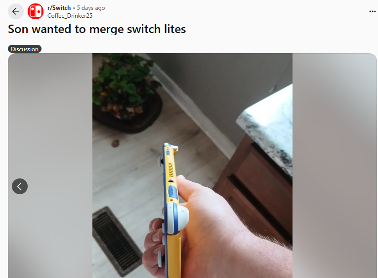 玩家晒个性拼色版Switch Lite引关注 实际7岁孩子无心之举