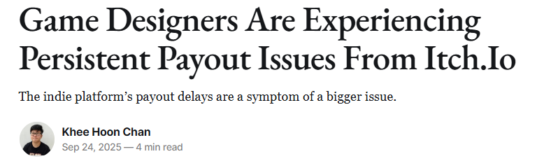 itch.io平台回应开发者长期无法收到收益 强化调查支援中