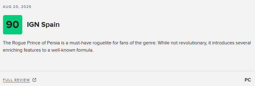 均分83！育碧肉鸽游戏《波斯王子：Rogue》现已发售