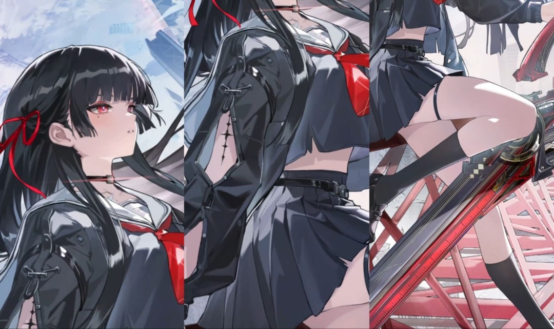 《鸣潮》新共鸣者千咲立绘图 黑长直JK少女