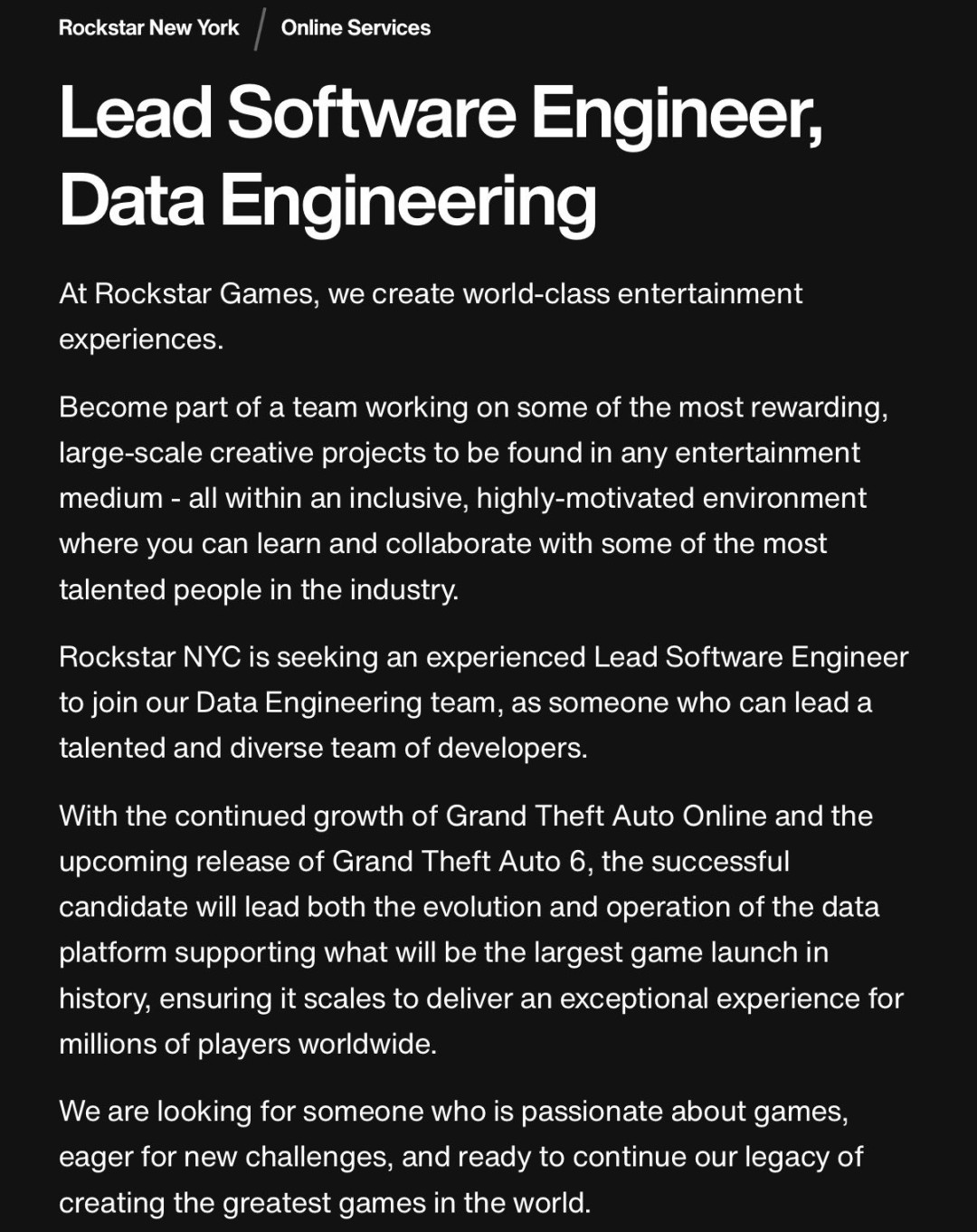 R星称《GTA6》的发售将拥有游戏史上最大规模