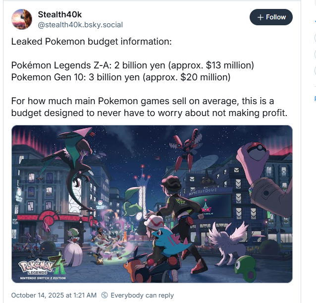 利润超1000％！任天堂《宝可梦》系列制作成本与收入泄露