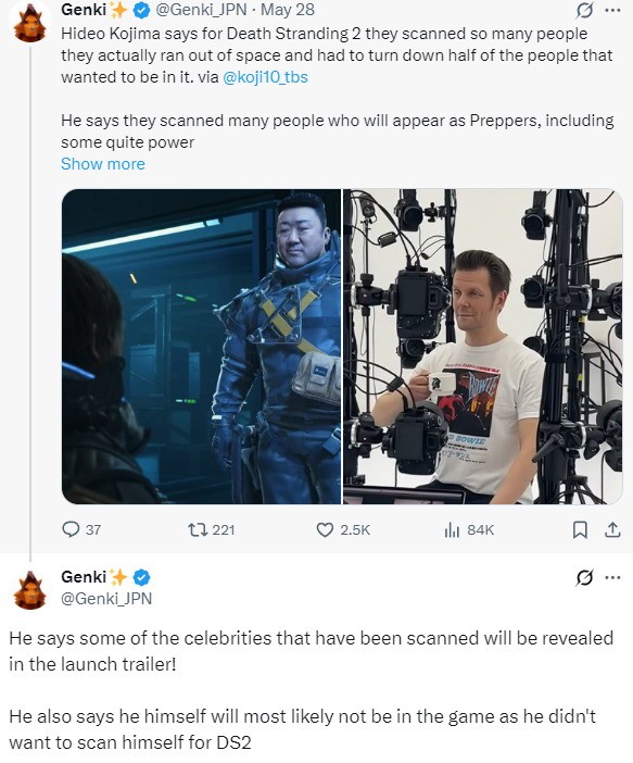 太多明星想入镜《死亡搁浅2》 小岛秀夫无奈拒绝一半人