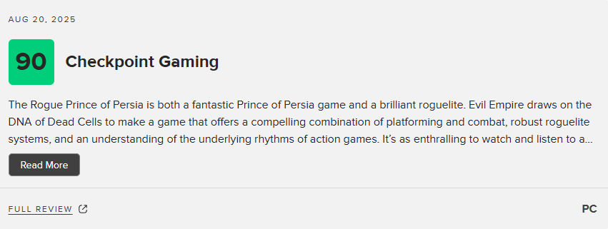 均分83！育碧肉鸽游戏《波斯王子：Rogue》现已发售