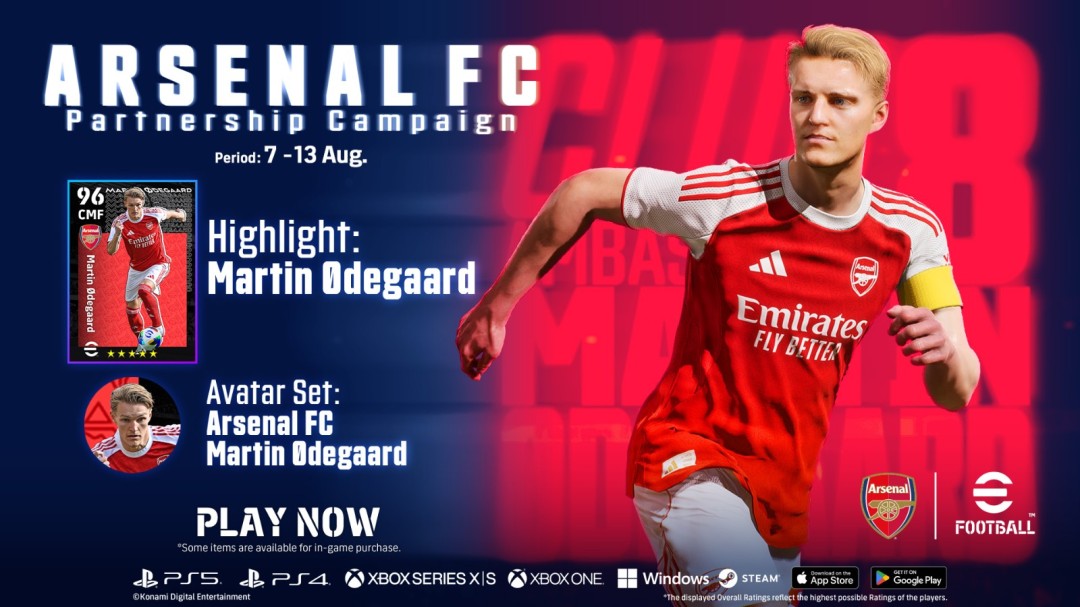 KONAMI与ARSENAL宣布延长多年合作伙伴关系 eFootball™将举办游戏内庆祝活动