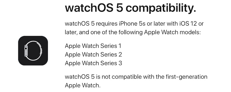 watchOS 5 不支撑初代 Apple Watch